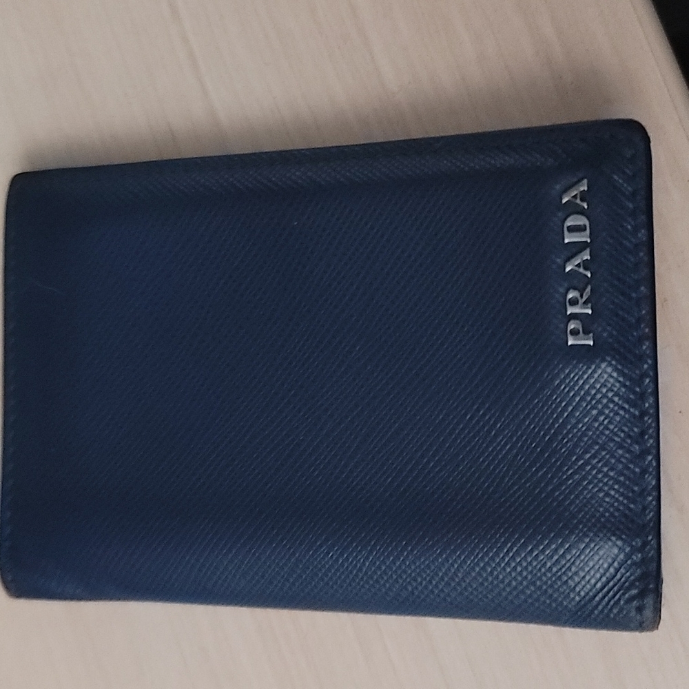 Prada Navy and Orange Men's Billfold Wallet